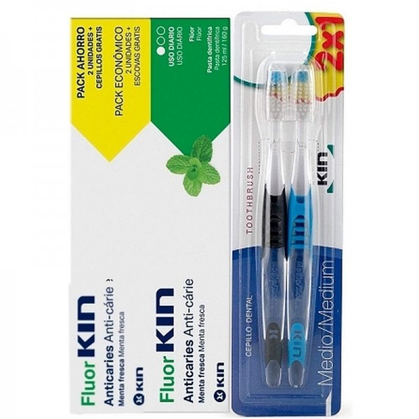 Fluorkin Anticaries 2x125 ml 2 Cepillos Promo
